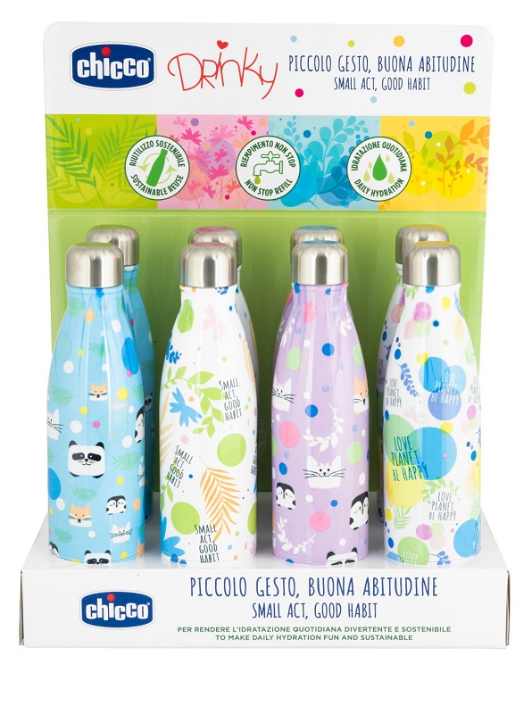 CHICCO BOTTIGLIA INOX DA 500 ML DISPLAY BOX - Farmafamily.it