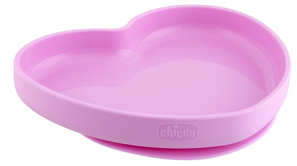 CHICCO PIATTO CUORE VENTOSA SILICONE ROSA - Farmafamily.it