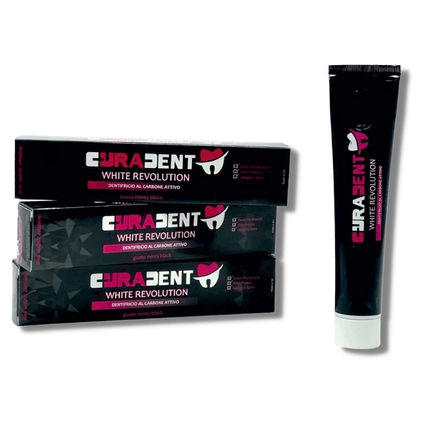 CURADENT DENTIFRICIO EXTREME WHITE SBIANCANTE AL CARBONE 75 ML - Farmafamily.it