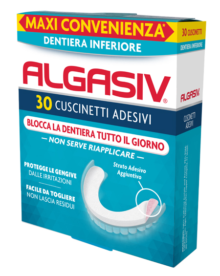 ALGASIV ADESIVO PER PROTESI DENTARIA INFERIORE 30 PEZZI - Farmafamily.it
