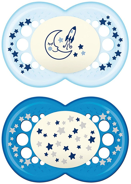MAM SUCCHIETTO ORIGINAL NIGHT 6+ MESI SILICONE MASCHIO 2 PEZZI - Farmafamily.it