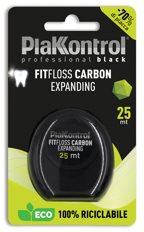 PLAKKONTROL PROFESSIONAL BLACK FITFLOSS CARBON EXPANDING FILO INTERDENTALE 25 METRI FRESH MINT - Farmafamily.it