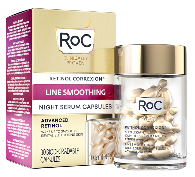 ROC RETINOL CORREXION LINE SMOOTHING SIERO VISO NOTTE 30 CAPSULE - Farmafamily.it