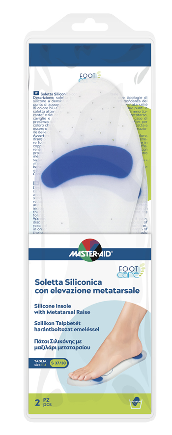 MASTER-AID FOOT CARE SOLETTA SILICONICA SMALL 37-38 EU ELEV METATARSO - Farmafamily.it