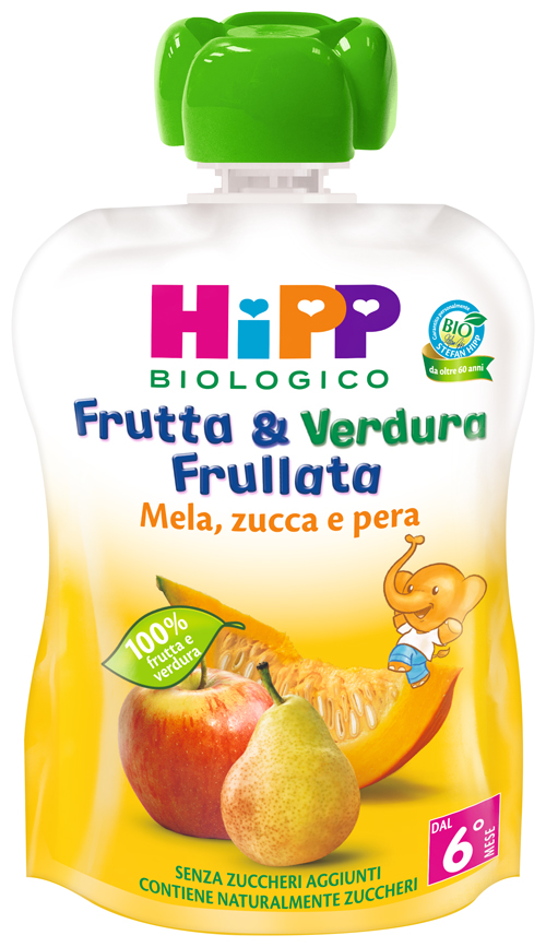 HIPP BIO FRUTTA & VERDURA MELA PERA ZUCCA 90 G - Farmafamily.it