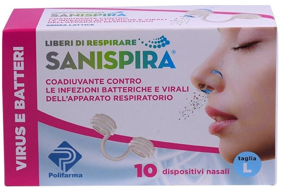 SANISPIRA VISUR & BATTERI FILTRO NASALE LARGE 10 PEZZI - Farmafamily.it