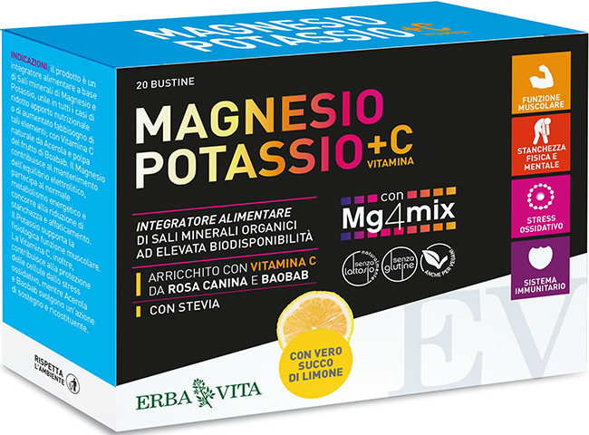 MAGNESIO POTASSIO +C VITAMINA GUSTO LIMONE 20 BUSTINE DA 3,8 G - Farmafamily.it