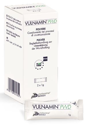 VULNAMIN PWD MEDICAZIONE INTERATTIVA IN POLVERE DI SODIO JALURONATO E AMINOACIDI 2 STICK PACK - Farmafamily.it