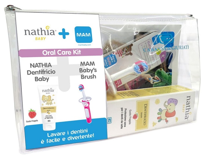 ORAL CARE KIT MASCHIO 1 DENTIFRICIO BABY NATHIA 50 ML + 1 MAM BABY'S BRUSH - Farmafamily.it