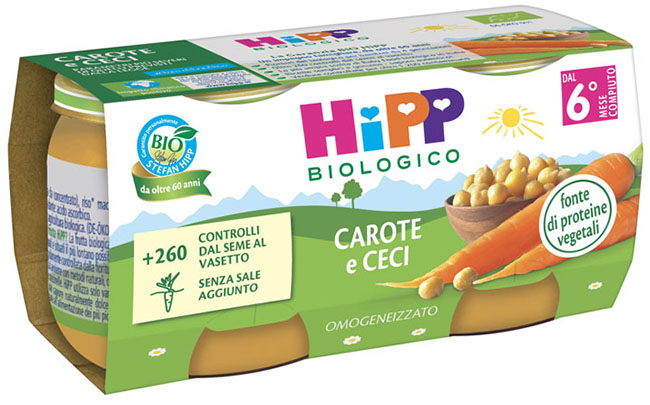 HIPP BIO OMOGENEIZZATO CAROTE/CECI 2X80 G - Farmafamily.it