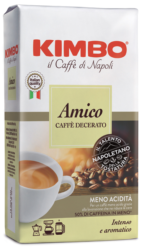 KIMBO AMICO CAFFE' TORREFATTO DECERATO E MACERATO 225 G - Farmafamily.it