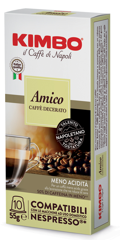 KIMBO AMICO CAFFE' TORREFATTO DECERATO E MACERATO 10 CAPSULE COMPATIBILI NESPRESSO 5,5 G - Farmafamily.it