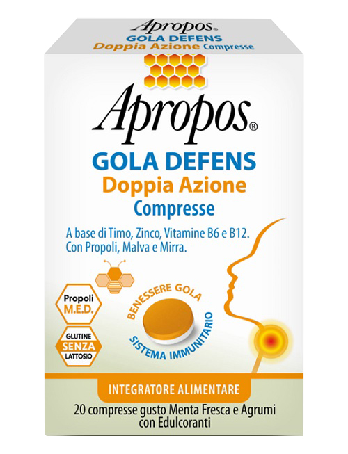 APROPOS GOLA DEFENS DOPPIA AZIONE 20 COMPRESSE - Farmafamily.it