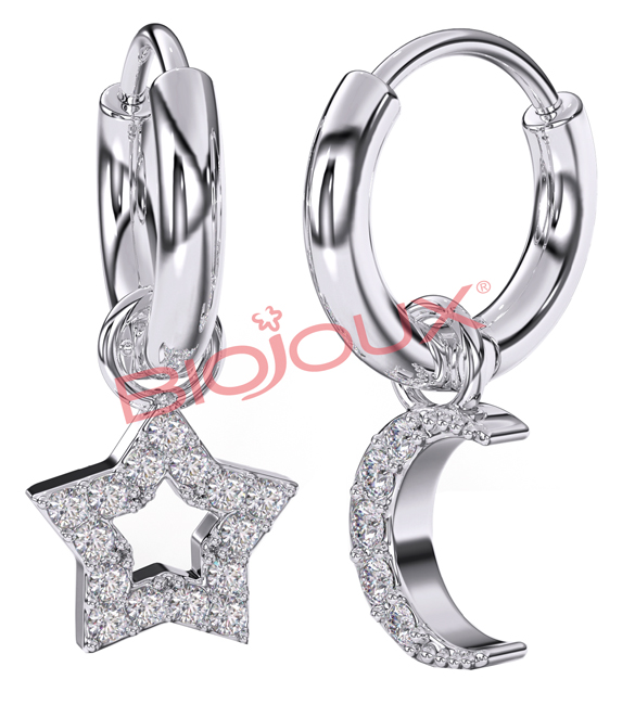 BJT228 ORECCHINO STAR&MOON HEART - Farmafamily.it