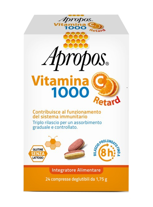 APROPOS VITAMINA C 1000 A RILASCIO PROLUNGATO 24 COMPRESSE DEGLUTIBILI - Farmafamily.it