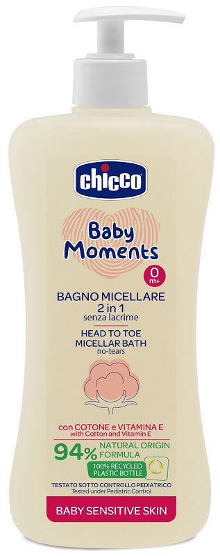 CHICCO BABY MOMENTS BAGNO CORPO CAPELLI MICELLARE 500 ML - Farmafamily.it