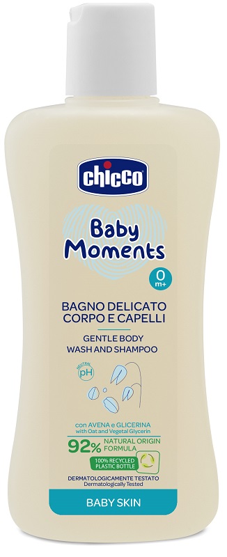 CHICCO BABY MOMENTS BAGNO SHAMPOO DELICATE 200 ML - Farmafamily.it