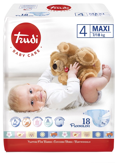 TRUDI BABY CARE PANNOLINO BAMBINI MAXI 7/18 KG 18 PEZZI - Farmafamily.it