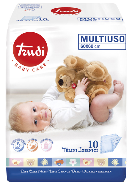 TRUDI BABY CARE TELINI MULTIUSO 60X60 CM 10 PEZZI - Farmafamily.it