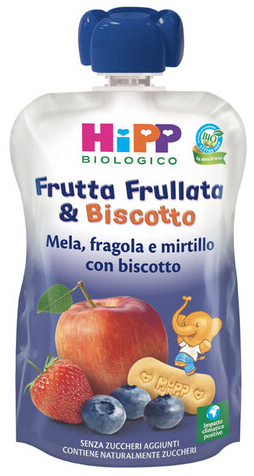 HIPP BIO FRUTTA FRULL&BISCOTTO MELA FRAGOLA MIRTILLO BISCOTTO 90 G - Farmafamily.it