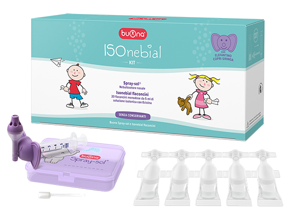 ISONEBIAL KIT PULIZIA CAVITA' NASALI 20 FLACONCINI MONODOSE 5 ML + SIRINGA LUER LOCK SOFT-JECK + AGO CANNULA + NEBULIZZATORE SPRAYSOL - Farmafamily.it