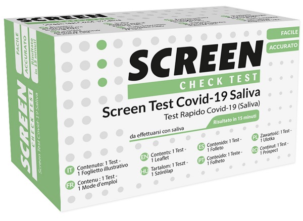TEST ANTIGENICO RAPIDO COVID-19 SCREEN AUTODIAGNOSTICO DETERMINAZIONE QUALITATIVA ANTIGENI SARS-COV-2 IN CAMPIONI SALIVARI MEDIANTE IMMUNOCROMATOGRAFIA - Farmafamily.it