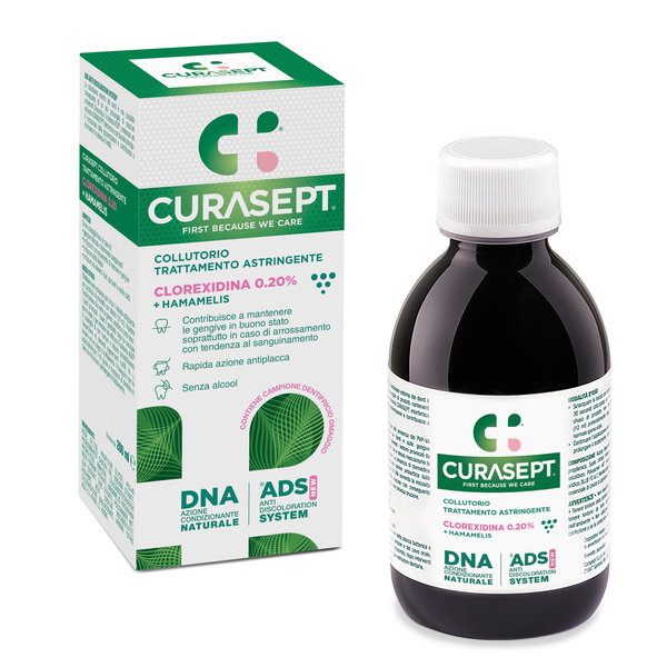CURASEPT COLLUTORIO ADS DNA TRATTAMENTO ASTRINGENTE 200 ML + CAMPIONE OMAGGIO DENTIFRICIO ASTRINGENTE 6 ML - Farmafamily.it