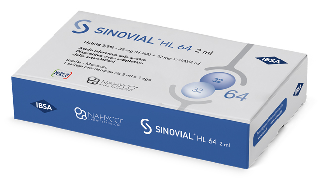 SIRINGA INTRA-ARTICOLARE SINOVIAL HL 64 32 MG + 32 MG 1 FS 2 ML AGO GAUGE 21 - Farmafamily.it