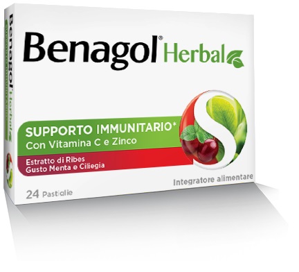 BENAGOL HERBAL MENTA E CILIEGIA 24 PASTIGLIE - Farmafamily.it