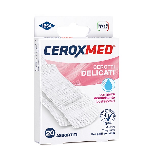 CEROTTI DELICATI CEROXMED CON GARZA DISINFETTANTE IPOALLERGENICI PER PELLI SENSIBILI ASSORTITI 20 PEZZI - Farmafamily.it