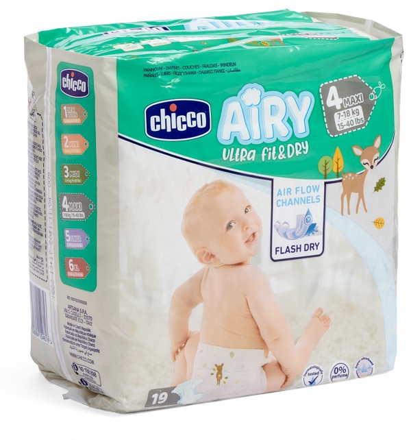 CHICCO AIRY PANNOLINO MAXI 19 PEZZI - Farmafamily.it