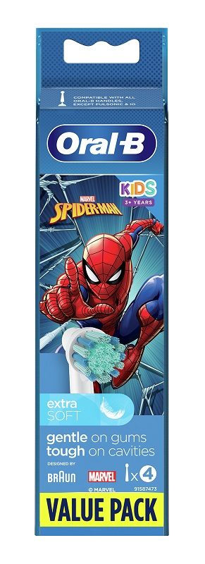 ORALB KIDS SPIDERMAN TESTINE PER SPAZZOLINO ELETTRICO 4 PEZZI - Farmafamily.it