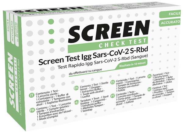 TEST SIEROLOGICO RAPIDO COVID-19 SCREEN TEST AUTODIAGNOSTICO DETERMINAZIONE QUALITATIVA ANTICORPI IGG SARS-COV-2 IN CAMPIONI DI SANGUE INTERO MEDIANTE IMMUNOCROMATOGRAFIA - Farmafamily.it