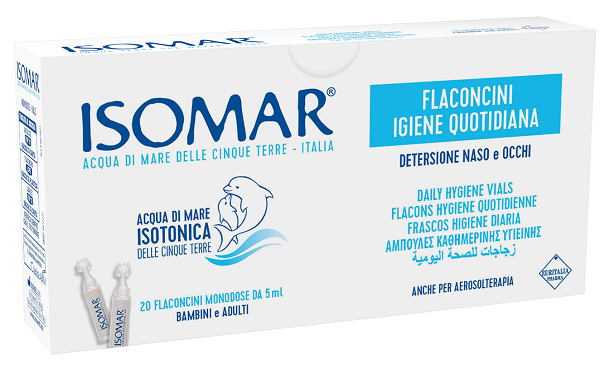 ISOMAR SOLUZIONE ISOTONICA ACQUA MARE IGIENE QUOTIDIANA 20 FLACONCINI MONODOSE 5 ML - Farmafamily.it