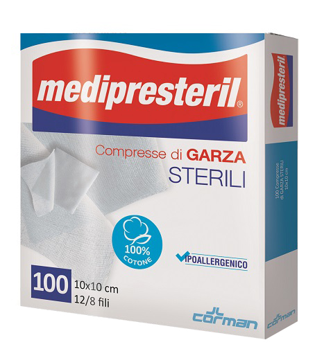 GARZA COMPRESSA MEDIPRESTERIL 12/8 FU 10X10CM 100 PEZZI - Farmafamily.it
