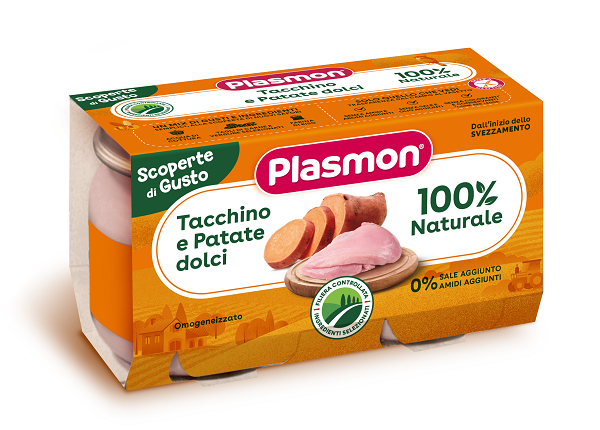PLASMON OMOGENEIZZATI TACCHINO PATATE DOLCI 2 PEZZI DA 120 G - Farmafamily.it