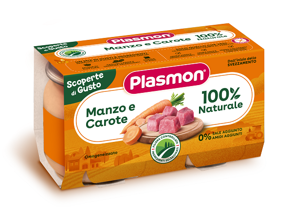 PLASMON OMOGENEIZZATI MANZO CAROTE 2 PEZZI DA 120 G - Farmafamily.it