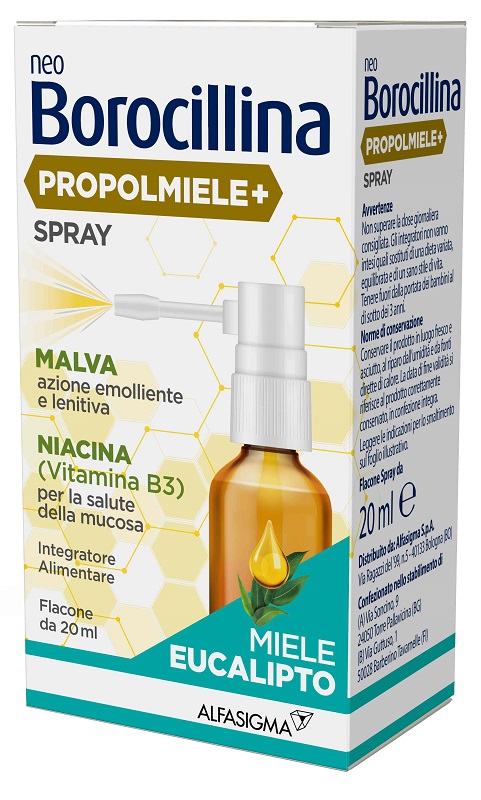 NEOBOROCILLINA PROPOLMIELE+ SPRAY MIELE EUCALIPTO 20 ML - Farmafamily.it