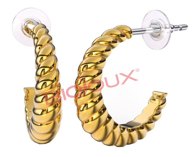 BJT266 ORECCHINO TWIST AGAIN 16 MM GOLD PLATED - Farmafamily.it