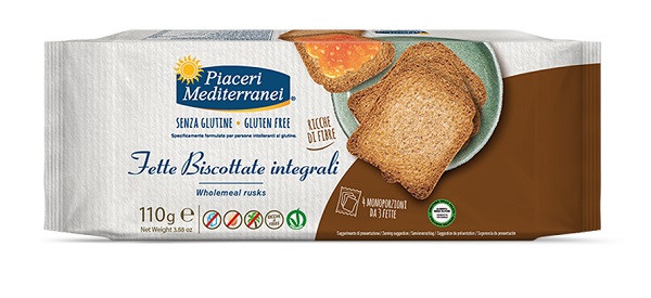 PIACERI MEDITERRANEI FETTE BISCOTTATE INTEGRALI 110 G - Farmafamily.it