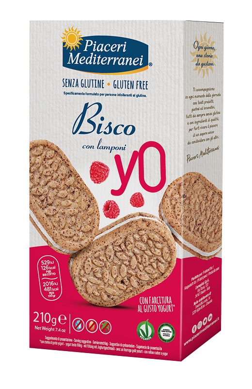 PIACERI MEDITERRANEI BISCO YO LAMPONI 210 G - Farmafamily.it