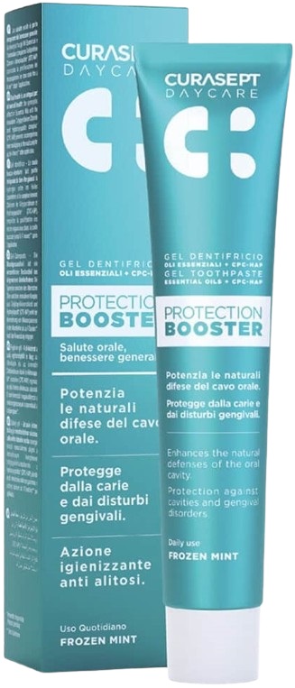 CURASEPT DAYCARE DENTIFRICIO PROTECTION BOOSTER FROZEN MINT 75 ML - Farmafamily.it