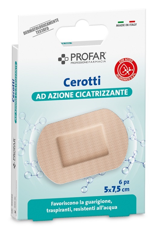 CEROTTO ACIDO IALURONICO AZIONE CICATRIZZANTE PROFAR 5X7,5 CM 6 PEZZI - Farmafamily.it