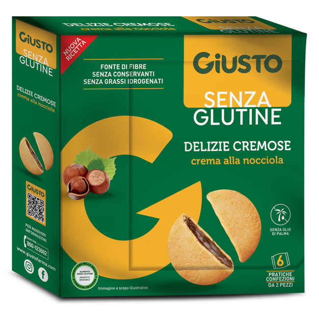 GIUSTO SENZA GLUTINE DELIZIE CREMOSE AL CACAO NOCCIOLA 180 G - Farmafamily.it