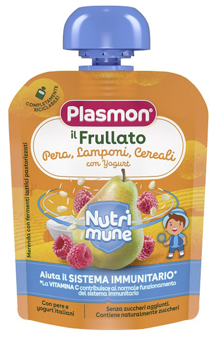 PLASMON NUTRI-MUNE PERA/LAMPONI E CEREALI CON YOGURT 85 G - Farmafamily.it