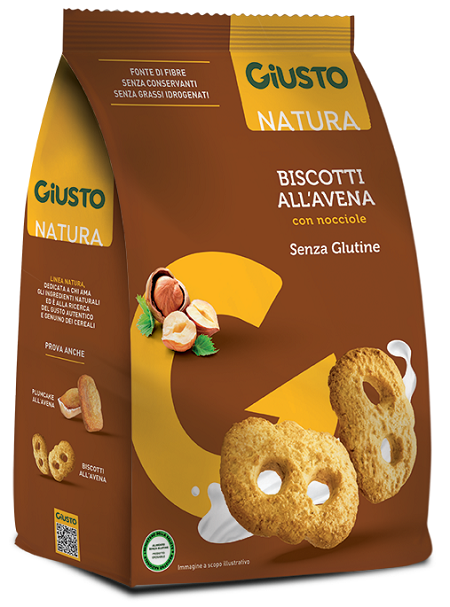 GIUSTO SENZA GLUTINE BISCOTTI AVENA CON NOCCIOLE 250 G - Farmafamily.it