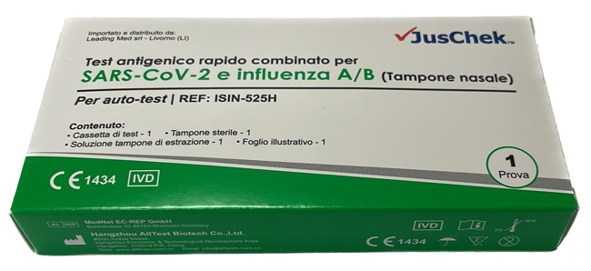 TEST ANTIGENICO RAPIDO COVID-19 ALLTEST AUTODIAGNOSTICO DETERMINAZIONE QUALITATIVA ANTIGENI SARS-COV-2 E INFLUENZA A+B IN TAMPONI NASALI MEDIANTE IMMUNOCROMATOGRAFIA - Farmafamily.it