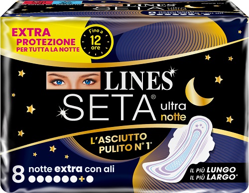 LINES SETA ULTRA ASSORBENTI NOTTE 8 PEZZI - Farmafamily.it