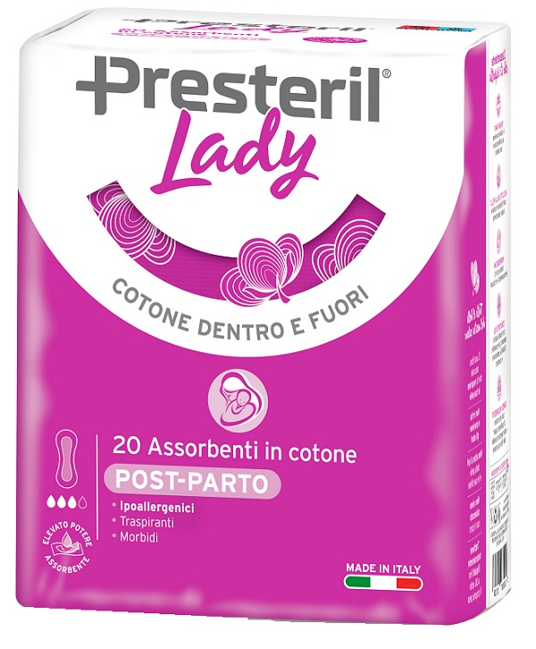 PRESTERIL LADY ASSORBENTE POST PARTO 20 PEZZI - Farmafamily.it
