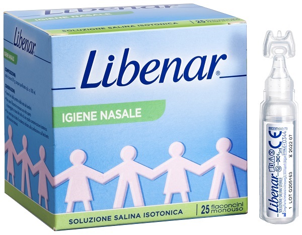 SOLUZIONE SALINA ISOTONICA 0,9% LIBENAR PER IGIENE NASALE 25 FLACONCINI MONOUSO X 5 ML - Farmafamily.it
